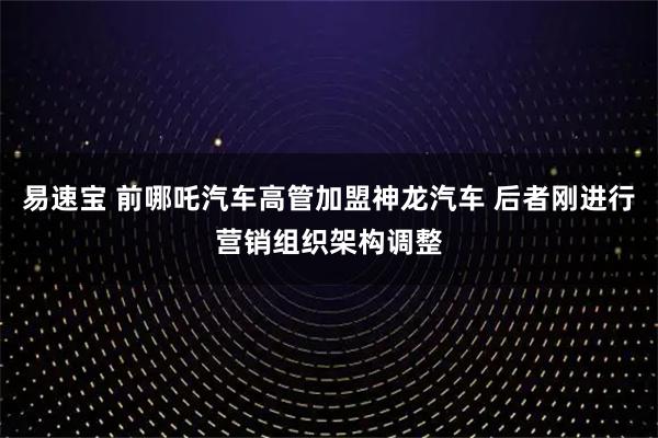 易速宝 前哪吒汽车高管加盟神龙汽车 后者刚进行营销组织架构调整