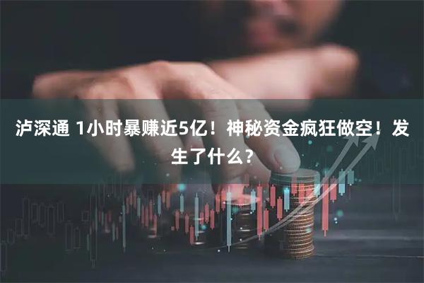 泸深通 1小时暴赚近5亿！神秘资金疯狂做空！发生了什么？