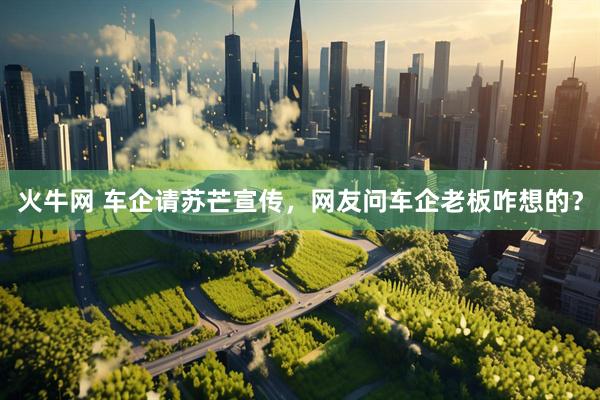 火牛网 车企请苏芒宣传，网友问车企老板咋想的？